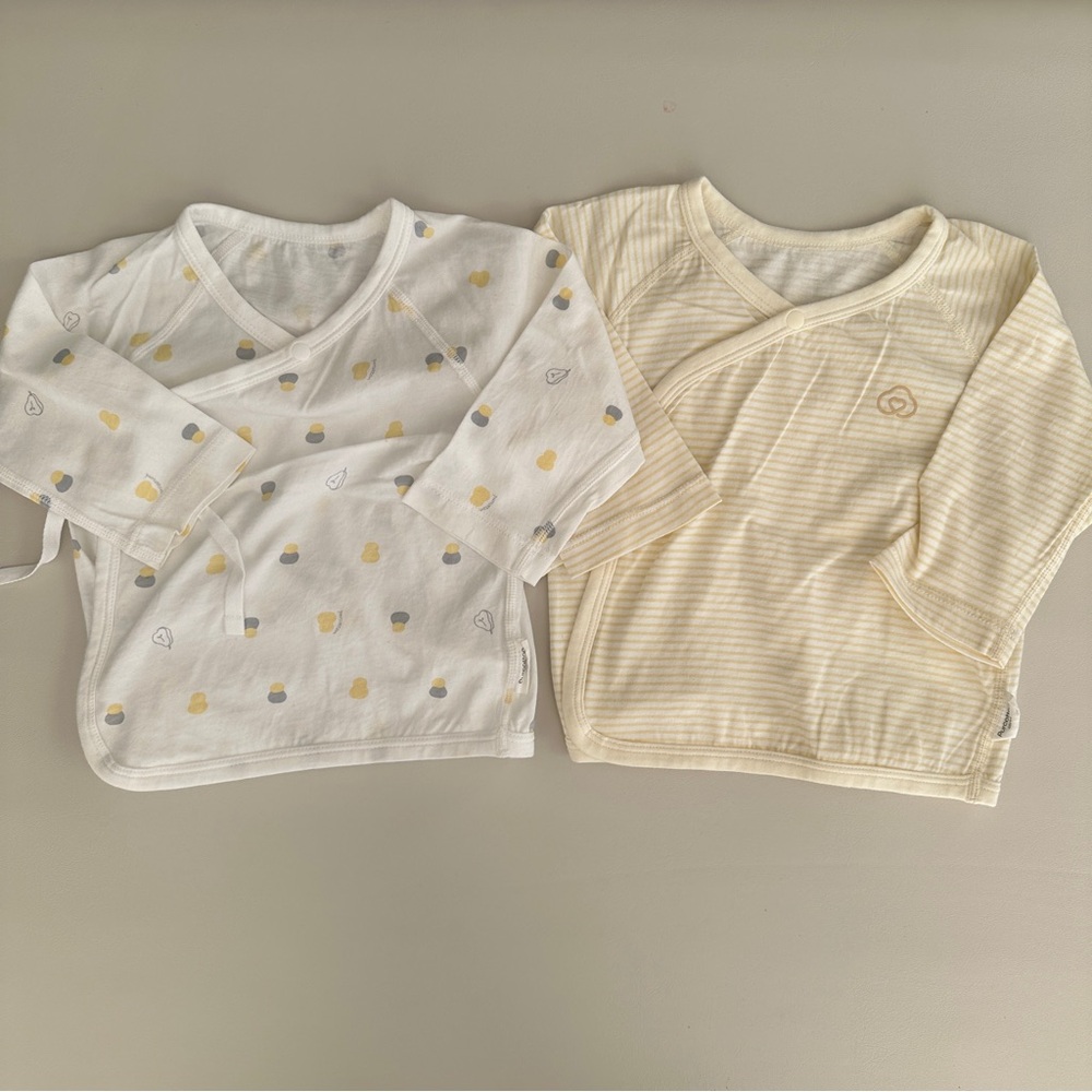 2 Baby Kimono Bodysuits 0-3 Months | Long Sleeve Side Tie